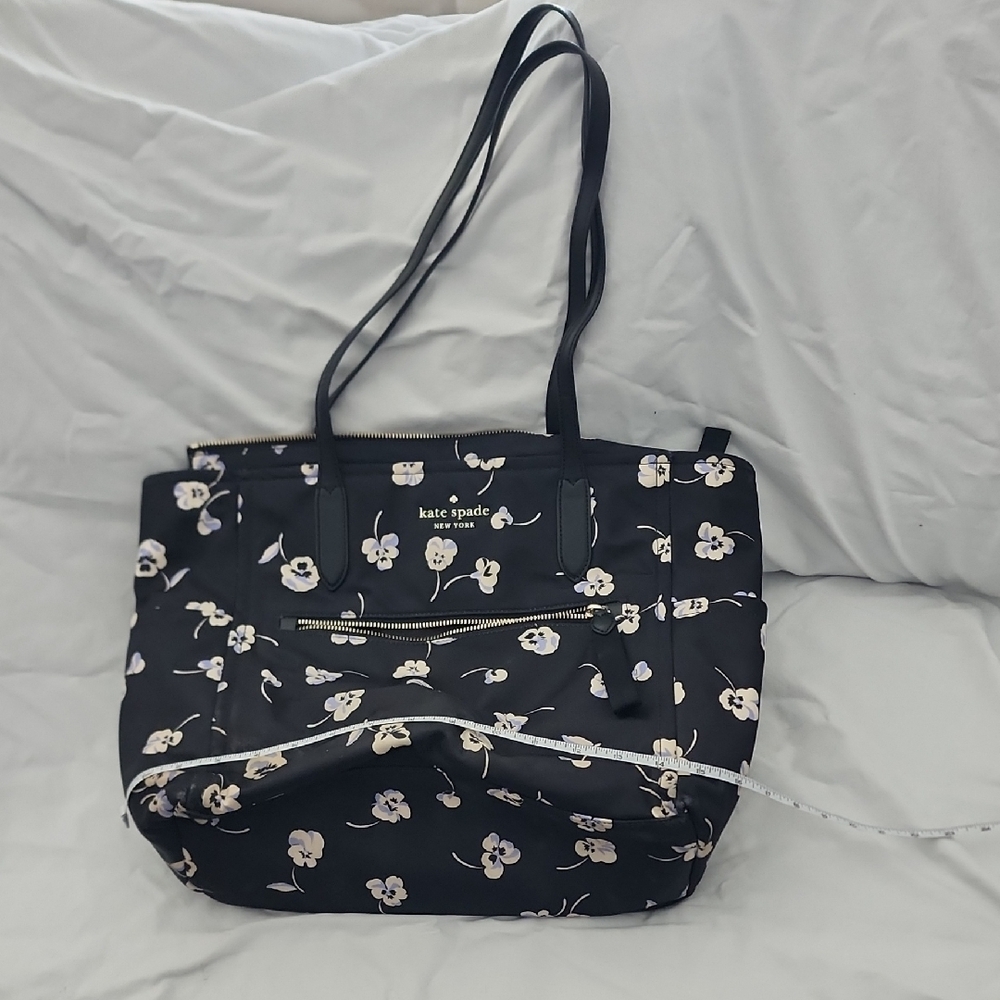 Kate Spade Black Tote with White Floral Design